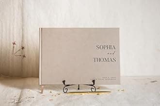 Personalized Guest Book - 11.5" x 8.5" Premium Custom Guest Signing Book with Bookmark and Blank Pages for Wedding Reception Table Decoration Engagement Birthday Party Event, Taupe