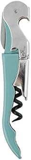 Pulltap's Double-Hinged Waiters Corkscrew, Wine Opener and Foil Cutter, Beer Bottle Opener, Turquoise