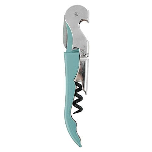 Pulltap's Double-Hinged Waiters Corkscrew, Wine Opener and Foil Cutter, Beer Bottle Opener, Turquoise