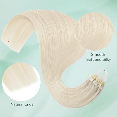 Easyouth Micro Loop Hair Extensions Real Human Hair Blonde Micro Tip Hair Extensions Real Human Hair White Blonde 16 Inch 50g 50s Microlink Hair Extension for School