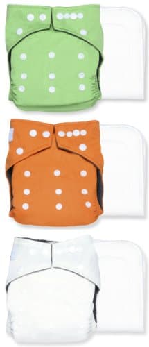 Smart Snugs Cloth Diaper 3 Pack- Bamboo Charcoal One Size Pocket Diapers (Earth Baby)