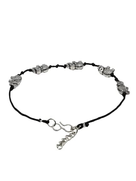 PANASH Stylish Trendy Brass Elephant Anklets | Payal Black Thread with Anklet for Women and Girl | Gift for Women