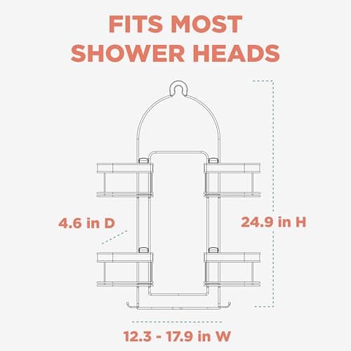 Zenna Home Expanding Shower Caddy, Rust-Resistant, Chrome with Brushed Accents