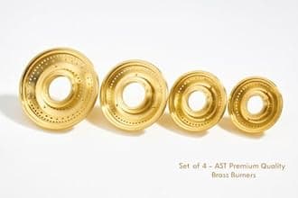 AST Gas Stove 4 Burners Caps, Brass Jali Set Suitable for All Prestige Gas stove 4 Burners Manual Ignition Glass Tops,Hobs,Cooktops,Gas Chulha(Sizes - 1Jumbo 9.2CM, 1Medium 7.8CM & 2 Small - 6.8CM)