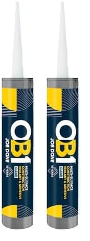 OB1 Clear Multi-Surface Construction Sealant & Adhesive - Hybrid Technology - Excellent Chemical Resistance - Water Resistant - Weather Resistant - Food Safe - 290ml (Pack of 2)