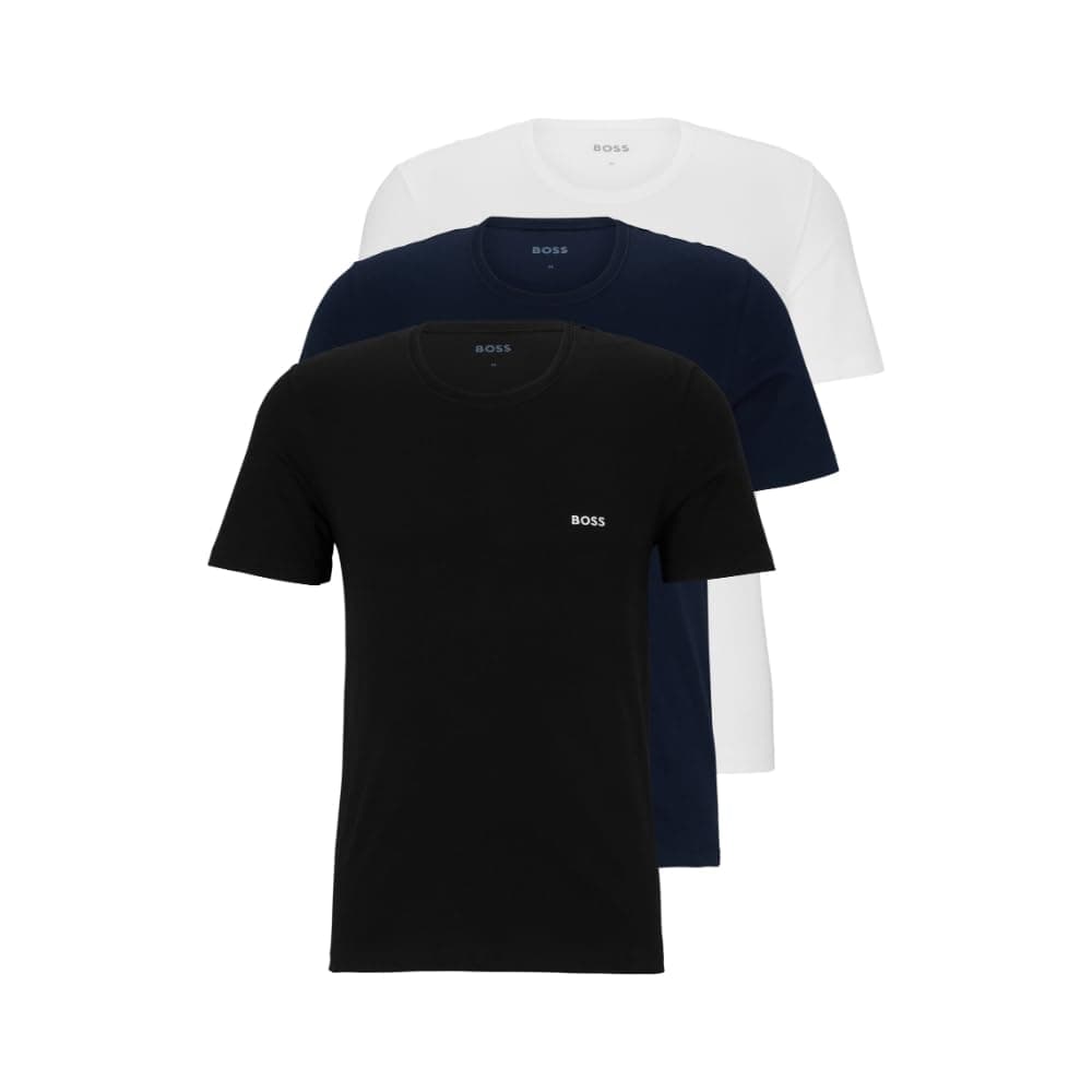 BOSS Men's Logo Embroidered Cotton Tee 3 Pack