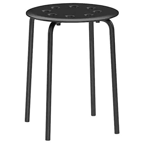 Marius Stool, Black(Seat Diameter: 0.320 m (12 5/8") Width: 0.400 m (15 3/4") Seat Height: 0.450 m (17 3/4"), Alloy Steel)