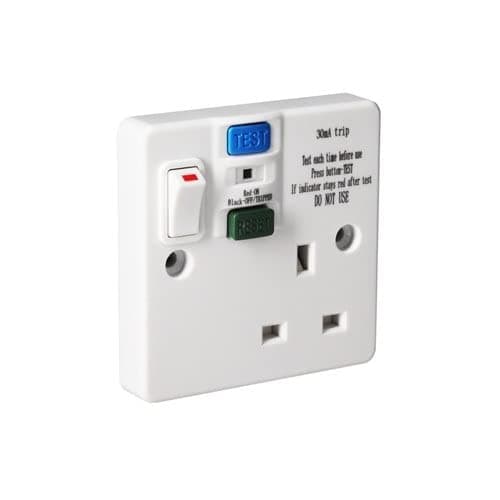 Axiom 1 Gang Switched RCD Single Socket White