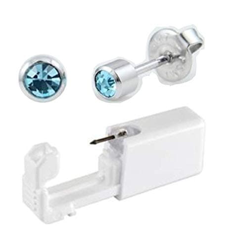 Disposable Sterile Ear Nose Piercing Kit Tool Stud Safety Portable Ear Piercing Kit (Silver Blue)