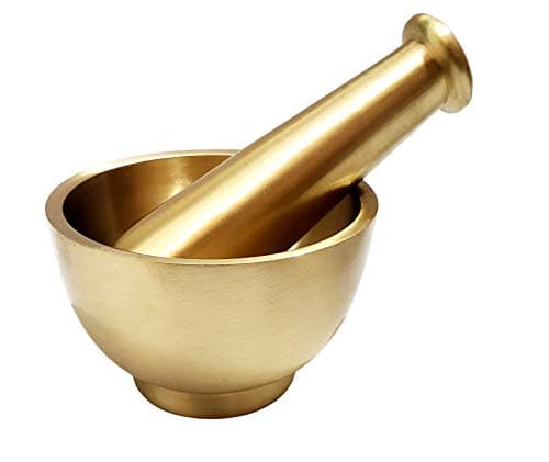 Brass Mortar Pestle Set, 1 Piece, 4.5 Inches, Gold