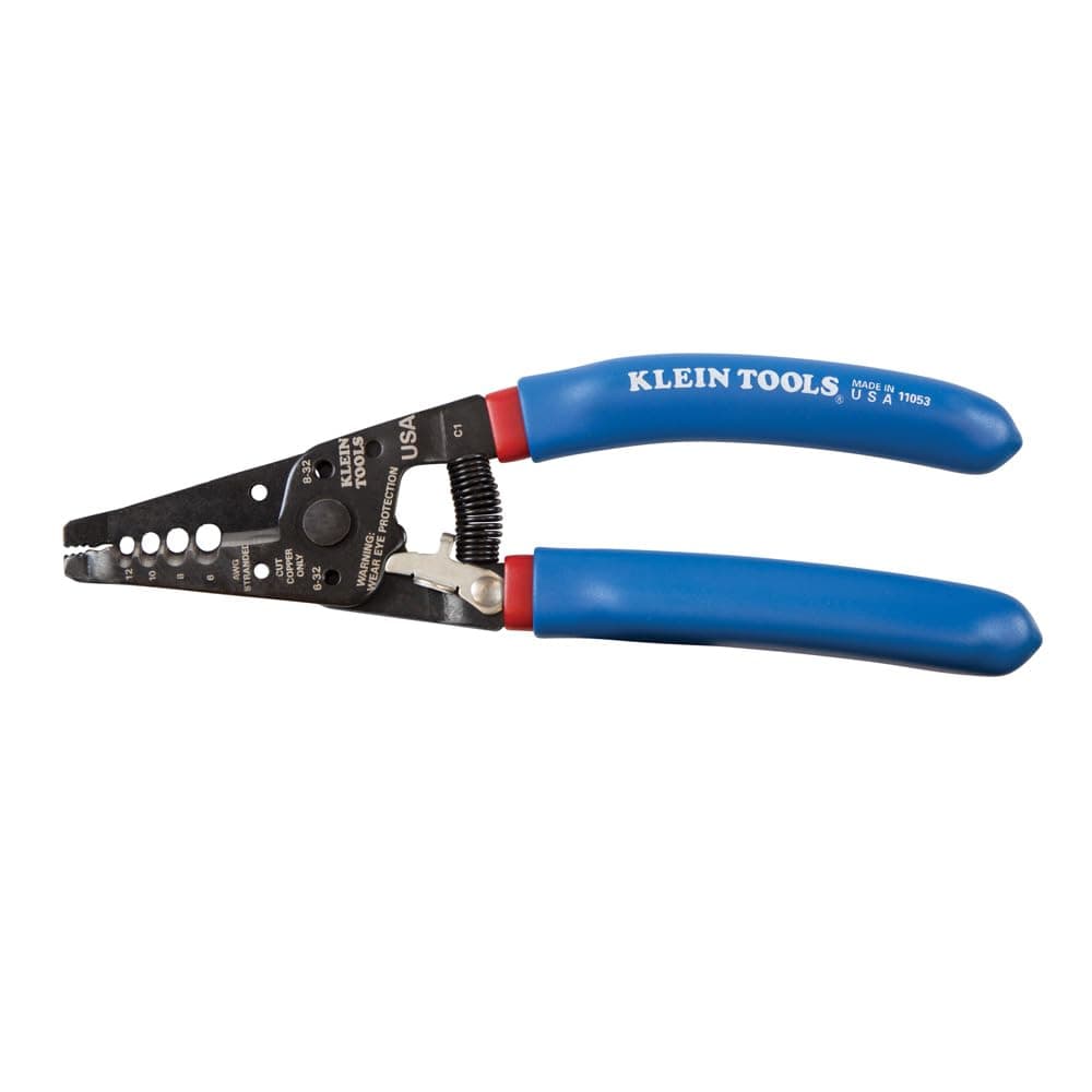 11053 Klein-Kurve Wire Stripper and Cutter, Made in USA, Stripping / Cutting Tool for 6-12 AWG Stranded Wire, 7-1/8-Inch