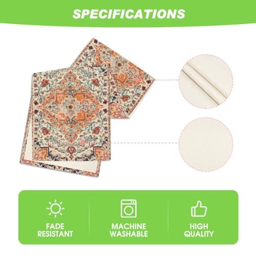 Artoid Mode Boho Bohemia Style Orange Table Runner, Country Rustic Farmhouse Magical Fall Kitchen Dining Table Decoration for Home Party Decor 13x120 Inch
