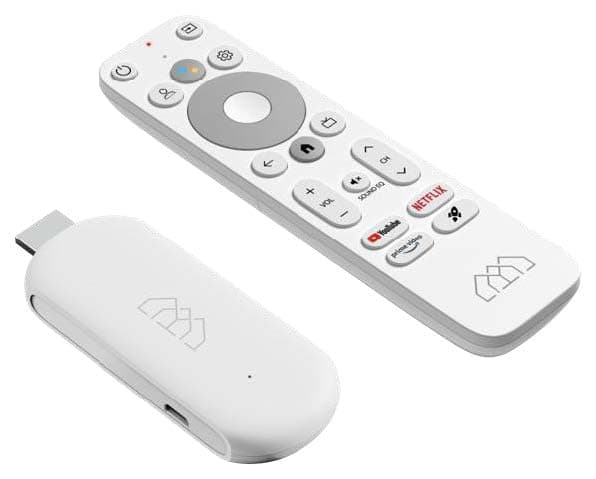 White Streaming Dongle with Official Android TV System, Including Shows on Netflix, HBO Max, and Disney Plus