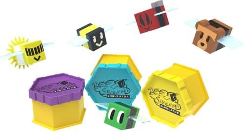 Bee Swarm Simulator – Mystery Bee Starter Pack (Three 1" Minifigures & Honeycomb Cases, Series 1)
