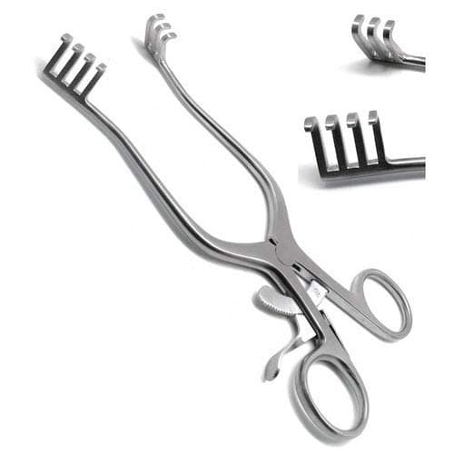 GOLDFINCH™-Self Retaining Mastoid Retractor tooth 4X4 sharp without Hinge 6.5 inch Pack of 1 Pieces