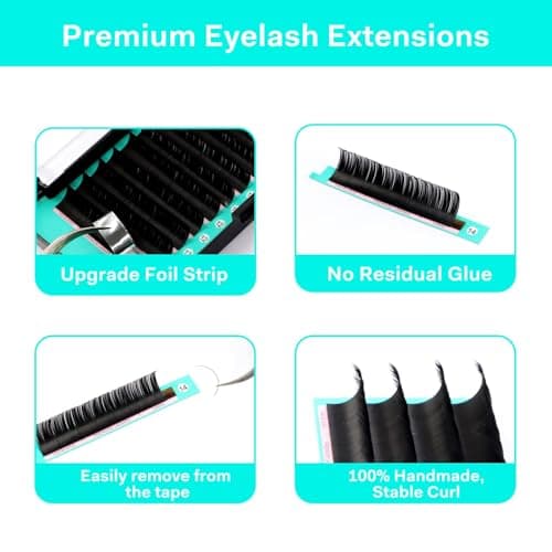 Eyelash Extensions 0.05 D Curl 8mm Lash Extensions Supplies Individual Lashes Premium Silk Volume & Classic Lash Soft Matte Dark Professional Eyelashes Extension (0.05-D-8mm)