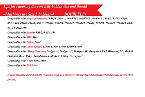 DOUBLELIN Prewound Bobbin, Cardboard, Size L (SA155, Size 9.4),144pcs per Box, Filament Polyester, Compatible with Babylock, Barudan, Bernina, Brother, Singer, Tajima and More (75D/2 Black)