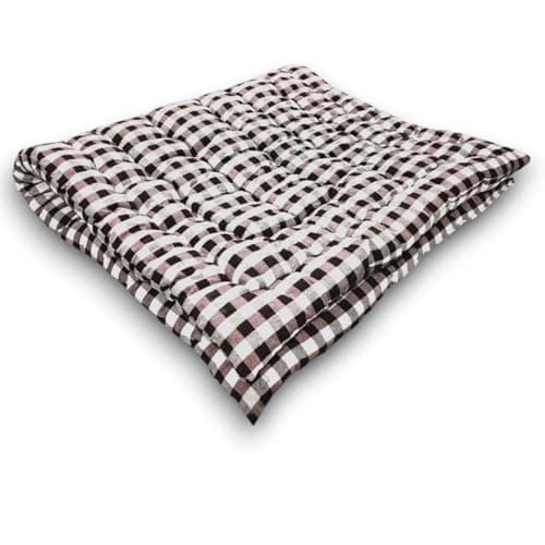 ATOOTFUSION Soft Thick Premium Cotton Quilt|Movable Foldable Rollable Light Weight Filled Single Firm Cotton Mattress|Gadda(Ghingam Plaid,1 Sleeping Capacity,3X6 Ft Or 72X36 In)Black&White Check