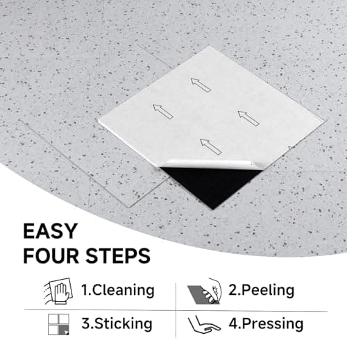 Laminate Flooring - 40 Packs Self Adhesive Floor Tile 1.5mm Thick 12×12 Inch Peel and Stick Floor Tiles Waterproof for Dining Room, Kitchen,Bathroom Cover 3.72m²,Grey Speckle
