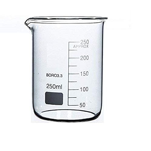 Boro 3.3 Glass Graduated Measuring Beaker for Lab or Kitchen (250ml)