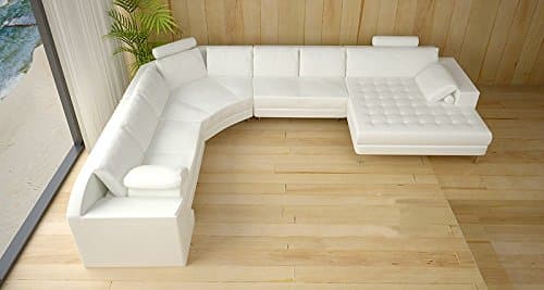 Large Snow White Italian Leather Sectional