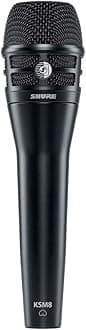 Shure KSM8 Dualdyne Vocal Microphone - Cardioid Dynamic Mic with 2 Ultra Thin Diaphragms and Reverse Airflow Technology for Unmatched Control of Proximity Effect, Presence Peaks, and Bleed - Black