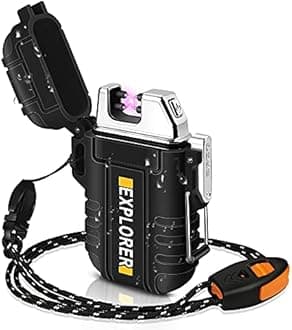 Lafagiet Waterproof Arc Lighter, Outdoor Dual Plasma Arc Lighter, USB Rechargeable Flameless Electric Lighters for Camping, Hiking, Survival Tactical (Black)