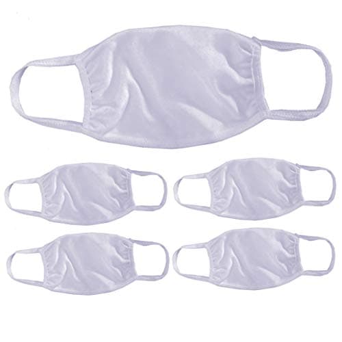 FIVE PACK (5) Cloth Face Mask - Soft - Civilian - Washable & Reusable (WHITE, 100% 2-PLY Cotton 4"x6")