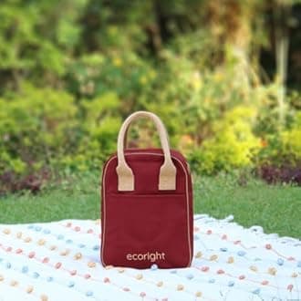 Eco Right Cotton Lunch Bags For Office Women & Lunch Bag For Men, Insulated Lunch Bag For Kids, Office Lunch Bag With Bottle Holder, Carry Handle & Pocket, 10L, Maroon