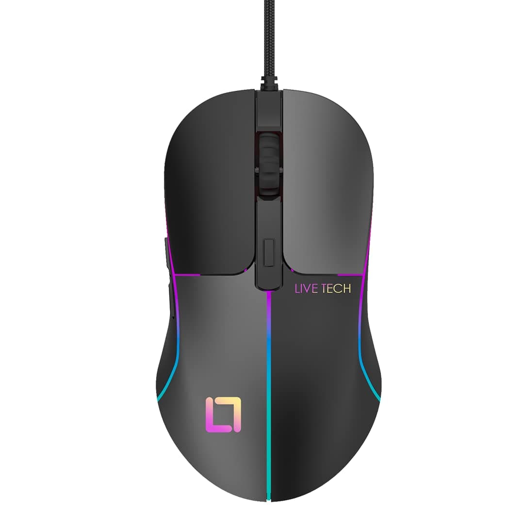 Live Tech Bold Gaming Mouse Wired, 7 Programmable Buttons, 6400 DPI Adjustable, Optical Gamer Gaming Mice with Multicolour LED Lights, Light Weight Ergonomic Design