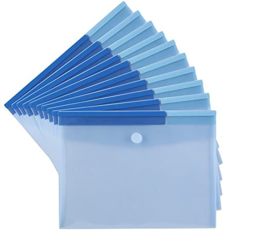 10pcs/lot Great Transparent Plastic A4 Folders File Bag Document Hold Bags Folders Filing Paper Storage Office School Supplies ,Blue, 316mm*240mm