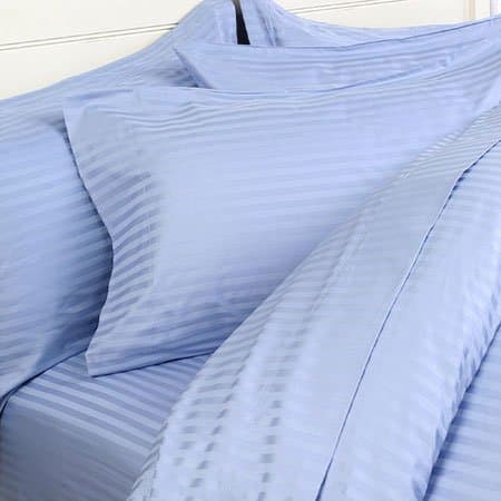 500 Thread Count Striped Sheet Set 100% Egyptian Cotton Blue King