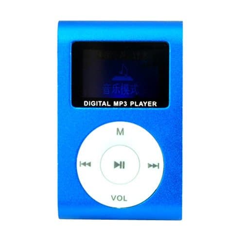 LCD Screen USB Rechargeable Mini Clip MP3 Player with Micro SD/TF Card Slot - Blue