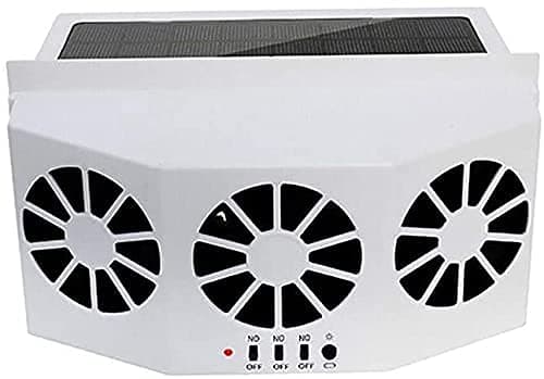 Solar Powered Car Fan Auto Front/Rear Window Air Vent Exhaust Fan Vehicle Radiator Vent with Ventilation by Ferryone (White)