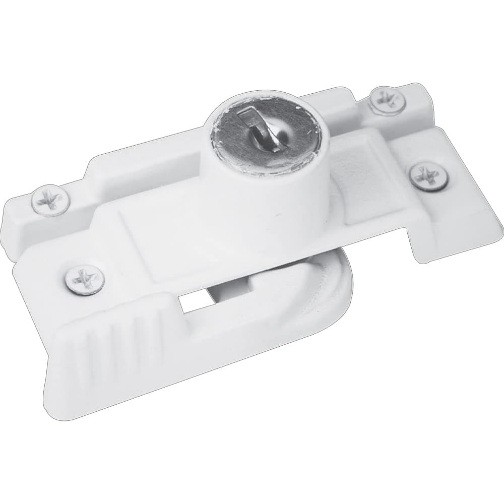 U 9933 Keyed Child-Proof Sash Lock, 2-1/4 In. Hole Centers, Diecast Zinc, Painted White, (Single Pack)