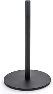 Displays2go Set of (6) QueuePole.Slim 16” Stanchion Posts w/ 50’ Black Elastic Cord - Black (FD16KBK06)