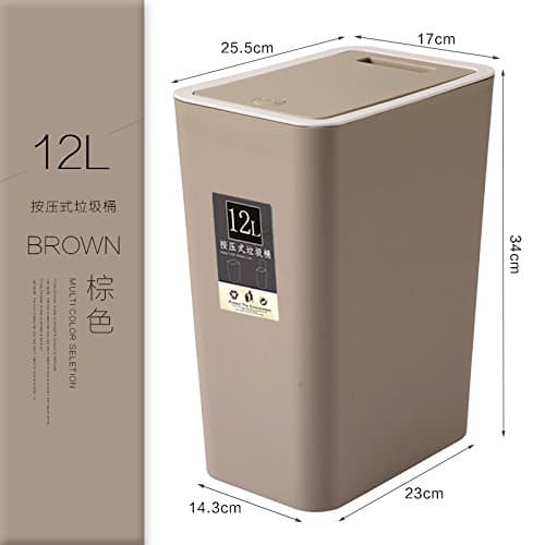 Xiuxiutian Dustbins Press The Garbage in The Continental Rectangular Kitchen Living Room Trash Environmental Information Home Toilet Paper Basket,G,12L