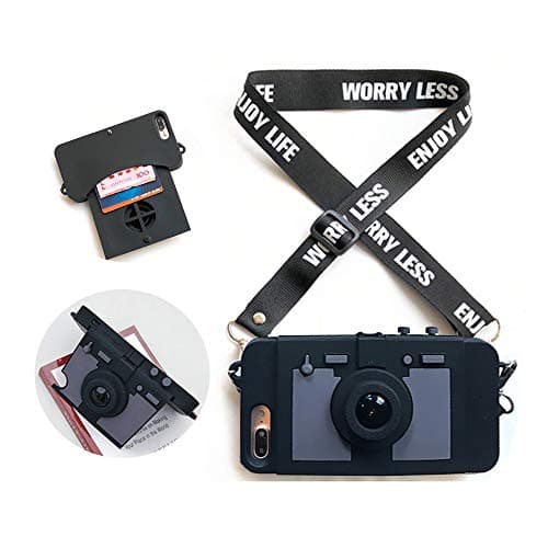 UnnFiko Wallet Case Compatible with iPhone XR, Cute Camera Design, Purse Flip Card Pouch Stand Holder Cover Case with Long Shoulder Strap (Gray, iPhone XR)