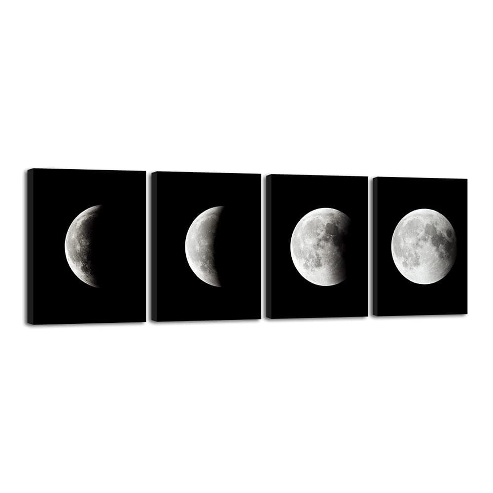 Eclipse of the Moon Modern Canvas Prints Wall Decorations for Living Room Abstract Space Black and White Pictures to Photo Paintings on Canvas Wall Art for Home Decorations Wall Decor
