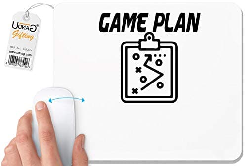 UDNAG White Mousepad 'Game | Game Plan' for Computer / PC / Laptop [230 x 200 x 5mm]