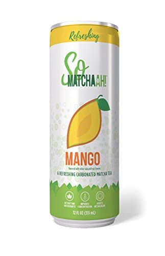 SoMATCHAAH! Sparkling Matcha Tea Fruit Antioxidant Drink, Mango (12 pack) 12-fl-oz cans