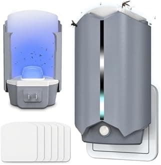 2 Flying Insect Traps & 2 Refill Glue, Fly Trap Indoor, Gnat and Fruit Fly Traps for Indoors, Bug Catcher for Mosquitoes, Houseflies, Moths, UV & Blue Light, Safe Mess-Free Use in Room