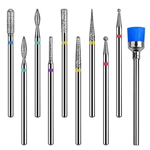 Nail Drill Bits Set - Cuticle Nail Bits 10PCS 3/32 inch Drill Bits for Remove Acrylic Gel Nails Drill Bit by INFELING, Manicure Pedicure Home Salon Use