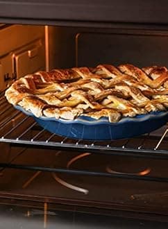 LE TAUCI Ceramic Pie Dish for Baking, 9 Inches Pie Pan for Apple Pie, Pecan Pie, 36 Ounce Pie Plate, Set of 2, Ceylon Blue