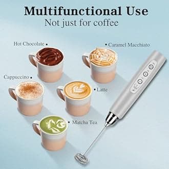 BSRGMS Milk Frother Handheld for Coffee, Electric Whisk 3 Speed Adjustable, Drink Mixer with Stainless 3 Whisks, Rechargeable Hand Frother Wand, Foam Maker for Latte Cappuccino Matcha Egg Silver