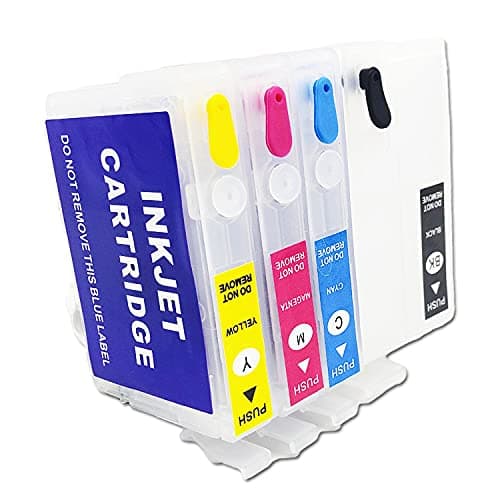 Greendhat Sublimation Ink Cartridges, Empty Refillable Printer Ink Cartridges Compatible with WF-3620 WF-3640 WF-7110 WF-7210 WF-7610 WF-7620 WF-7710 WF-7720 Ink Cartridges, (4Pack), Cyan
