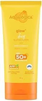 AqualogicaGlow+ Dewy Face Sunscreen with SPF 50+ & PA++++ | Blue Light Protection & No White Cast | Helps Give Glowing Skin with Papaya & Vitamin C | 2.82 Oz/80g