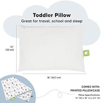Toddler Pillow with Pillowcase - 13X18 Soft Organic Cotton Baby Pillows for Sleeping - Machine Washable - Toddlers, Kids, Infant - Perfect for Travel, Toddler Cot, Bed Set (The Wild)