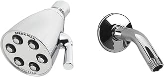 Speakman S-2252 Signature Icon Anystream Adjustable High Pressure Shower Head, 2.5 & S-2520 5-1/2-Inch Brass Arm and Flange, Polished Chrome