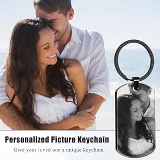 Custom Keychain, Personalized Keychain with Photo Text, Customized Double-sided Photo Gift for Boyfriend Family